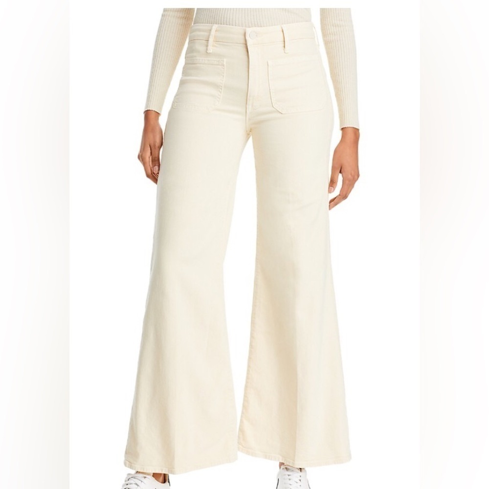 Mother The Patch Pocket Roller skimp patch pocket Chalk wide leg Jeans size 30 - Picture 2 of 13